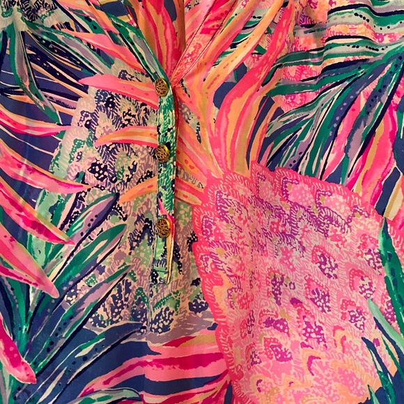 Lilly Pulitzer Pineapple Print Silky Blouse - Picture 3 of 7